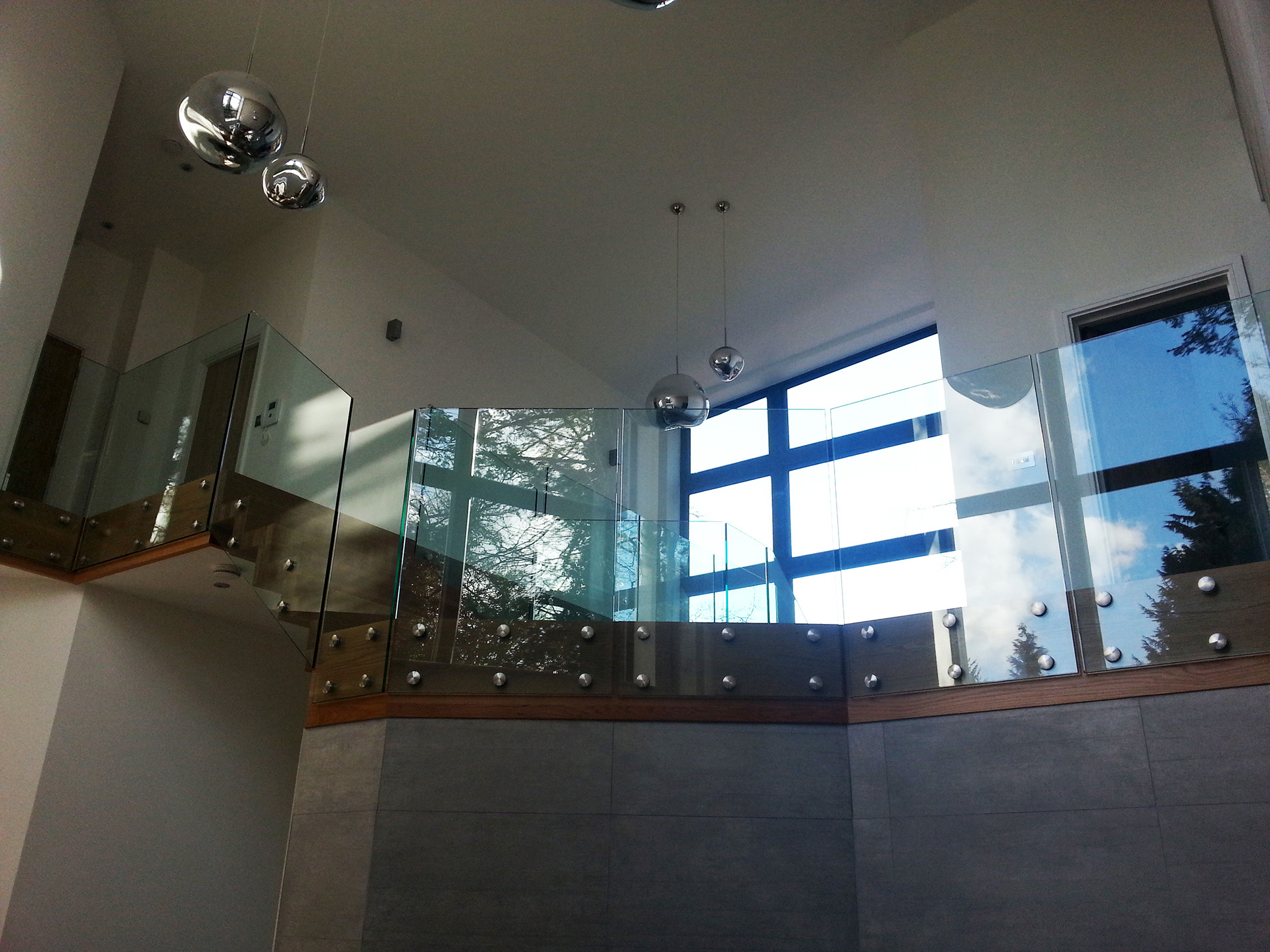 Large glass balustrade on stairs